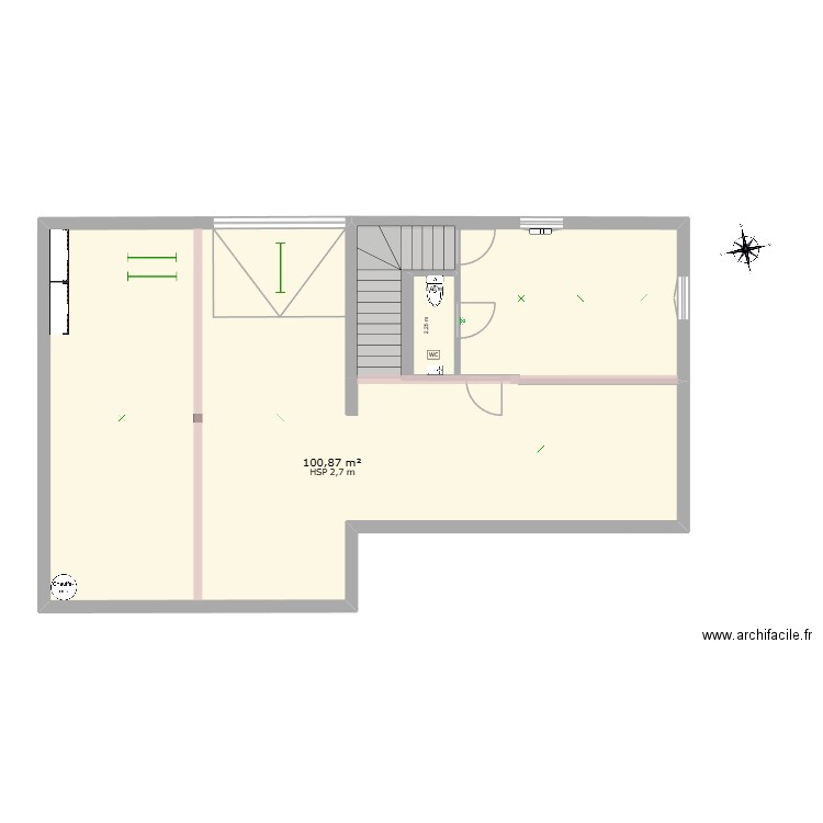Sous Sol Maison Domarin. Plan de 2 pièces et 106 m2