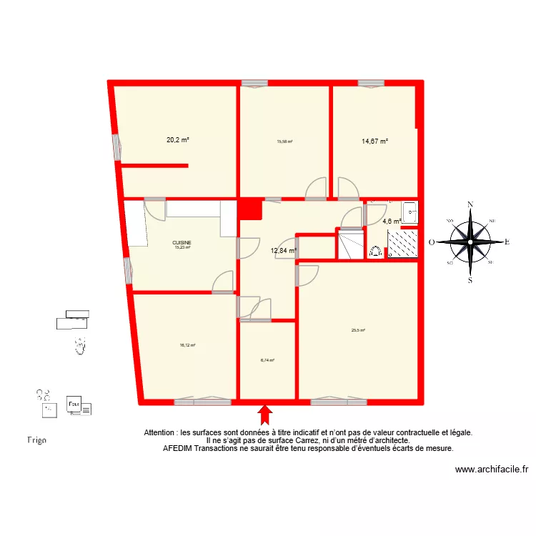 BI 31430. Plan de 23  et 274 m²