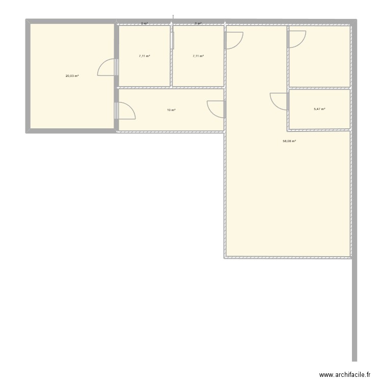 Prévisionnel fromagerie. Plan de 8 pièces et 115 m2