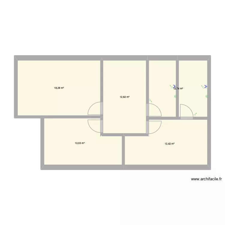Hornu Maison ETAGE. Plan de 5 Pièces et 70 m²