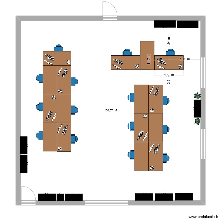 Bureau Gpi. Plan de 1 pièce et 100 m2