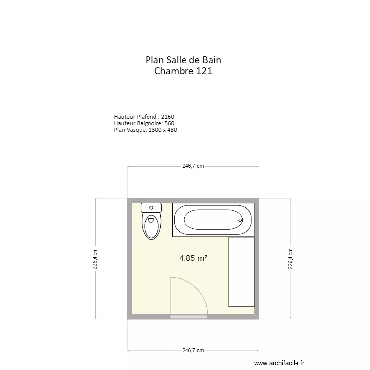 Salle de Bain chambre 149. Plan de 