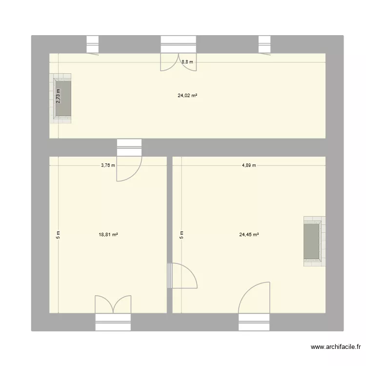 di scala. Plan de 3  et 67 m²