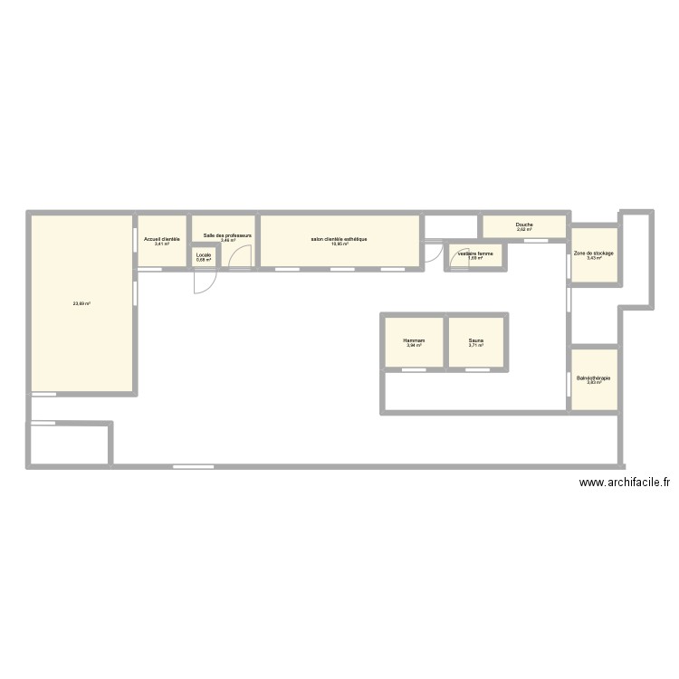 institut. Plan de 11 pièces et 61 m2
