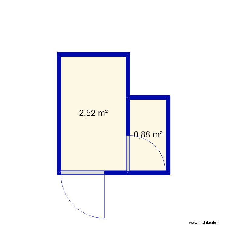 bain1. Plan de 2 pièces et 3 m2