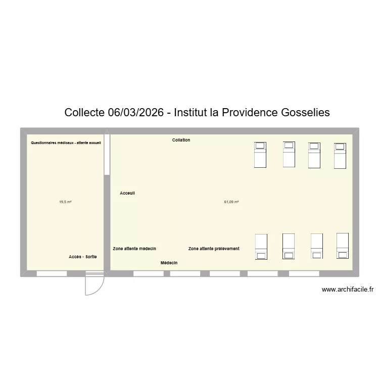 Collecte 06/03/2026 - Institut de la Providence Gosselies. Plan de 2  et 81 m²