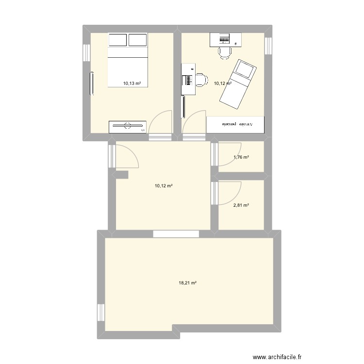 Yffiiii. Plan de 6 pièces et 53 m2