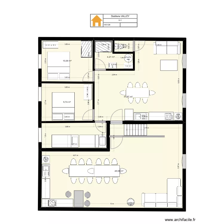 barOC R+1 3. Plan de 6  et 114 m²