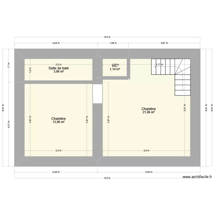 Plan 1er &eacute;tage. Plan de 4  et 39 m²