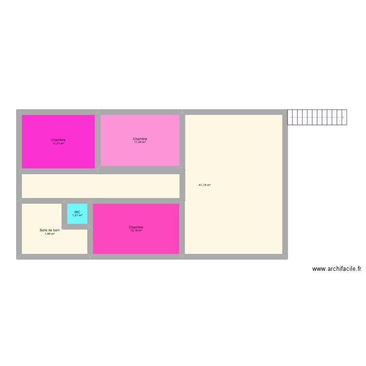 maison. Plan de 6 pièces et 91 m2