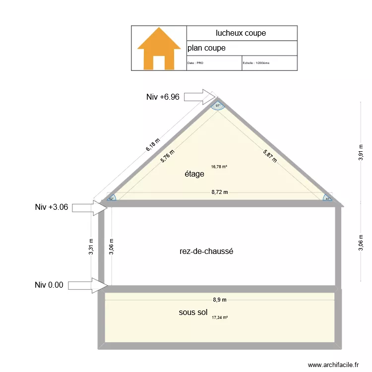 lucheux. Plan de 2  et 34 m²
