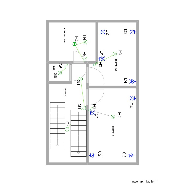 ELEC ALLIES 350. Plan de 4 pièces et 26 m2