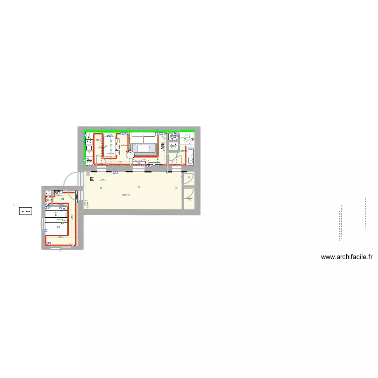 AppartEnsues V1. Plan de 12  et 62 m²