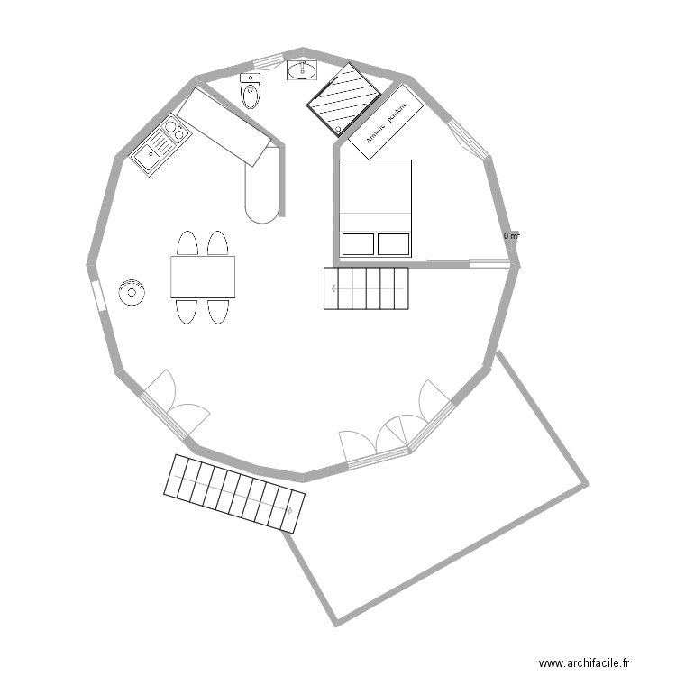 PLAN D8 aménagée avec terrasse. Plan de 1 pièce et 0 m2