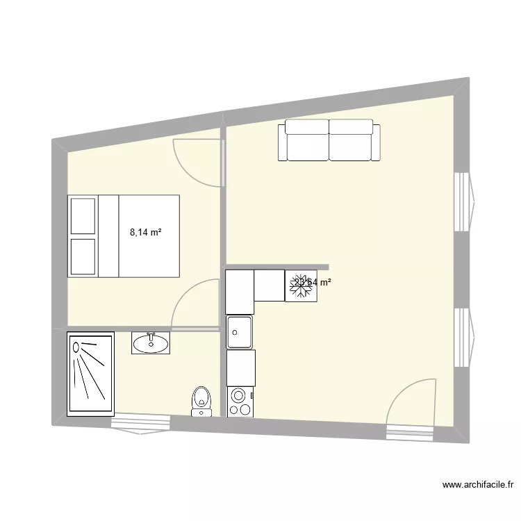 LENORMAND T2. Plan de 2 pièces et 32 m² LENORMAND T2. Plan de 2 pièces et 32 m²