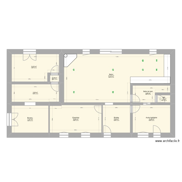 PEJEAN. Plan de 10 pièces et 133 m2
