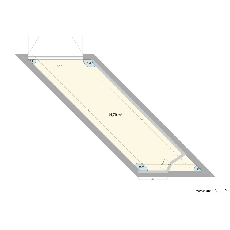 Box Singer. Plan de 1 pièce et 15 m2