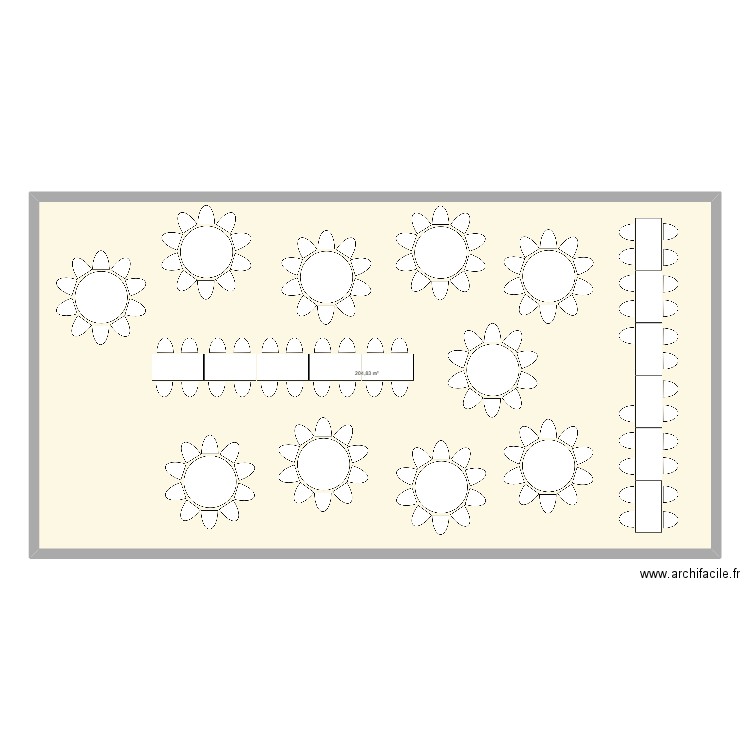 mariage. Plan de 1 pièce et 205 m2