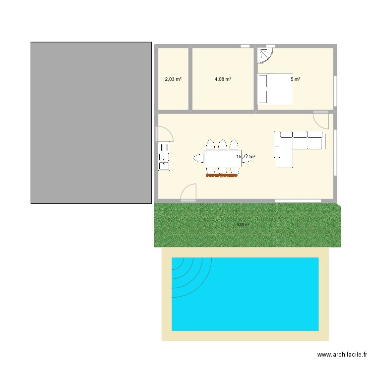 Maison. Plan de 4 pièces et 27 m2