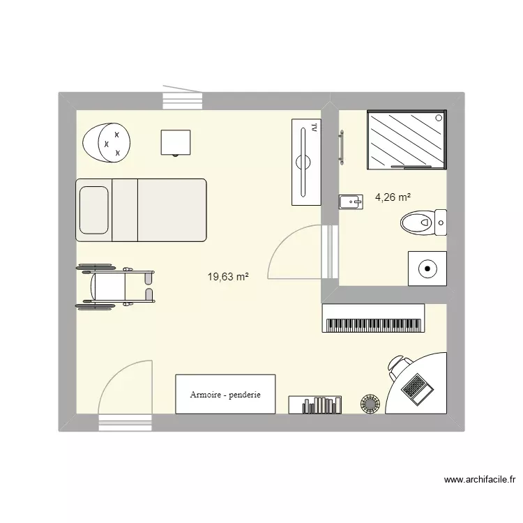 plan chambre PA. Plan de 2 Pièces et 24 m² plan chambre PA. Plan de 2 Pièces et 24 m²