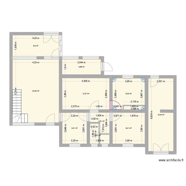 Porspoder. Plan de 10 pièces et 93 m2