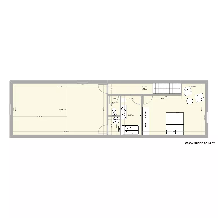 MAGALI R+1. Plan de 5  et 77 m²