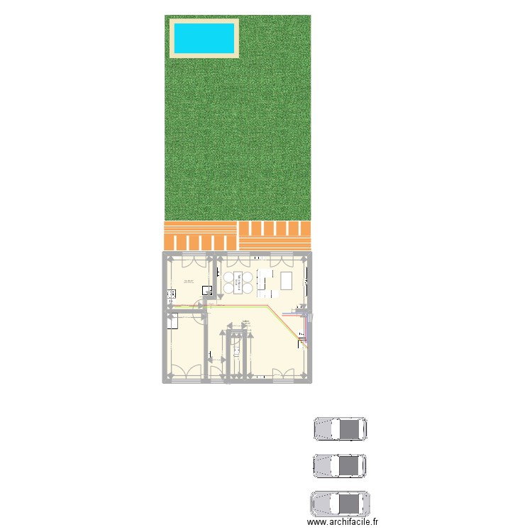 teste 1 rdc. Plan de 2 pièces et 78 m2