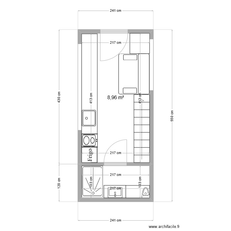 Tiny House FINAL Rez-de-chaussée. Plan de 2 pièces et 11 m2