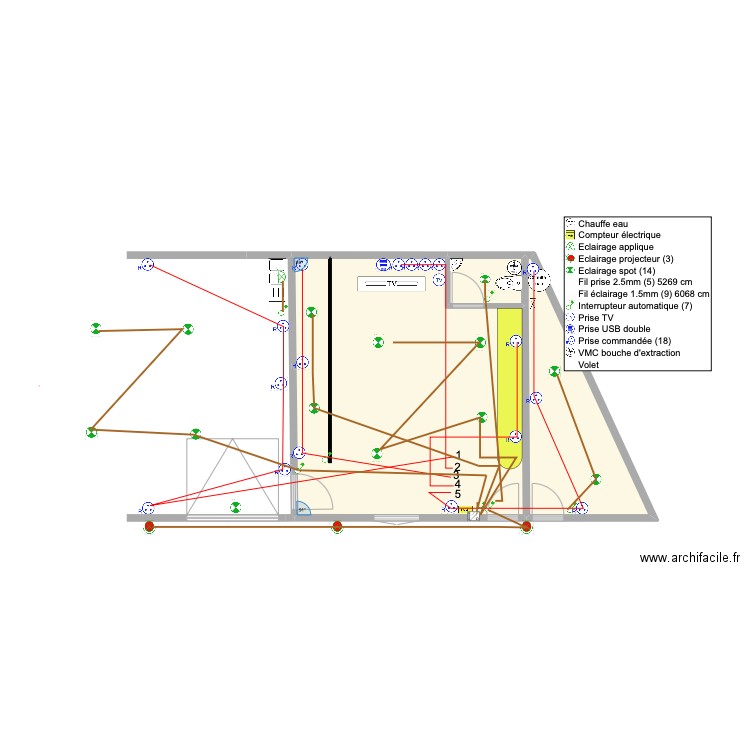 FORMATION 2025 electricité 2. Plan de 3 pièces et 50 m2