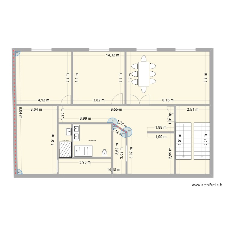 123. Plan de 3 pièces et 124 m2