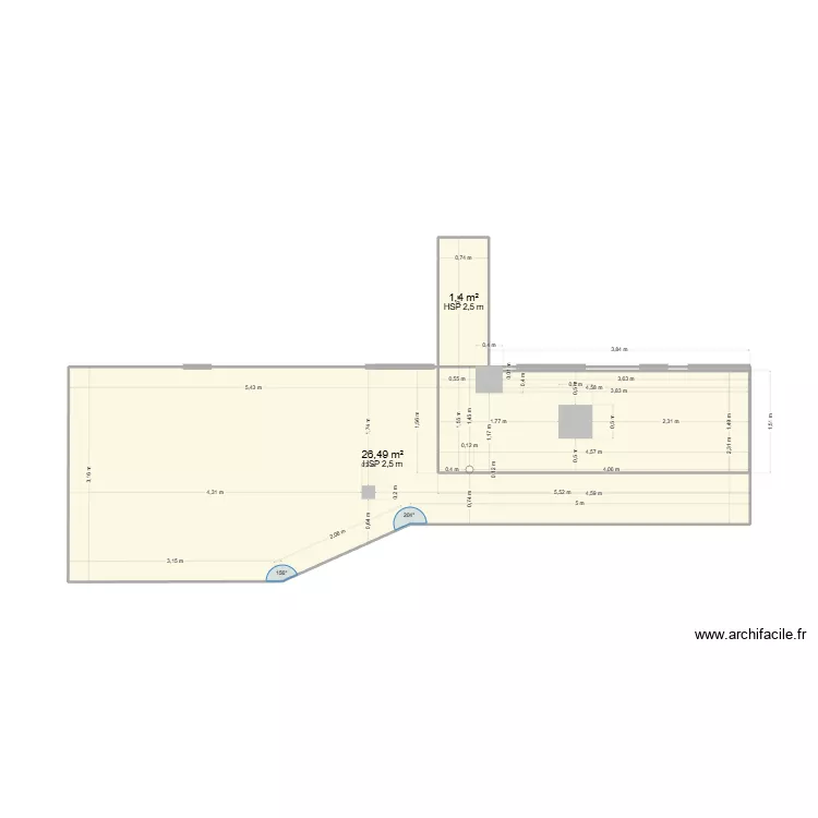 terrasse 2. Plan de 2  et 28 m²