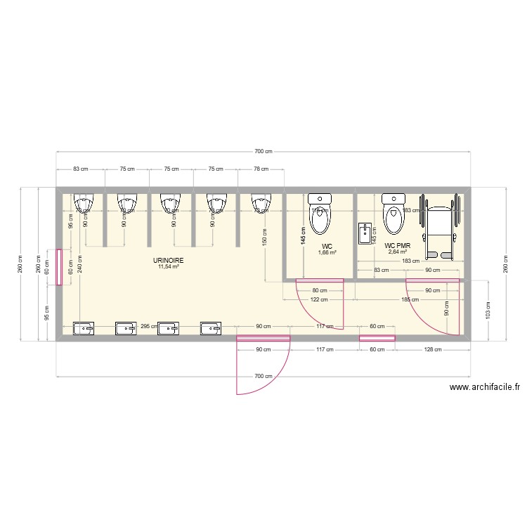 WC HOMME. Plan de 0 pièce et 0 m2