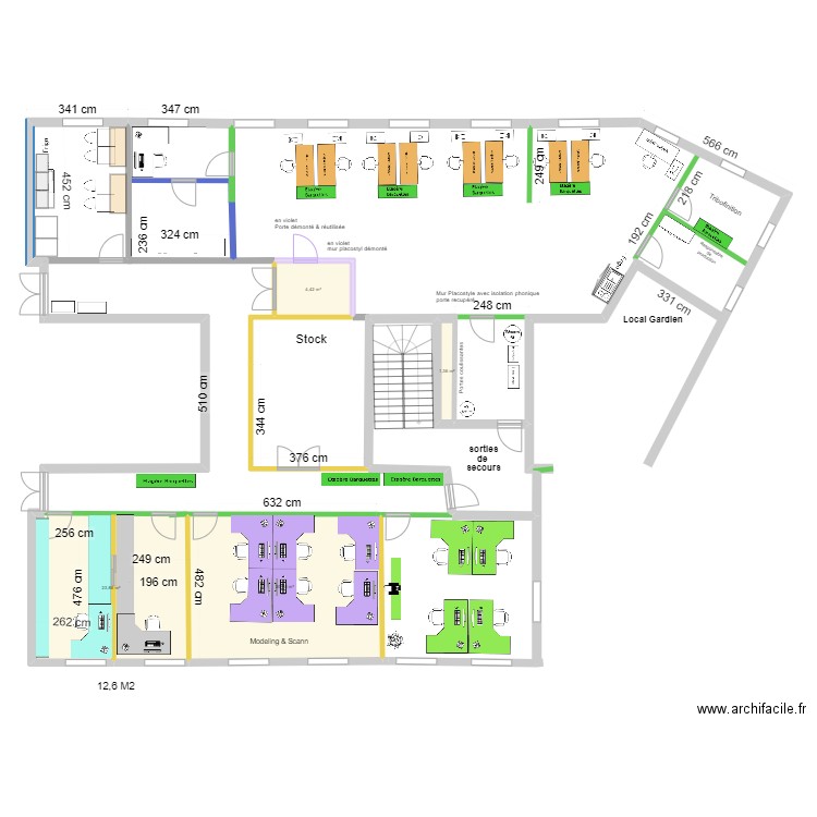 PROD EMBOUT VILLENEUVE LE ROI CUISINE . Plan de 4 pièces et 60 m2