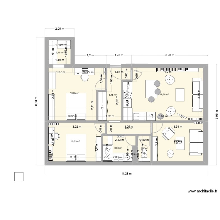 alice 6 - 02/12/2025. Plan de 10 pièces et 68 m2