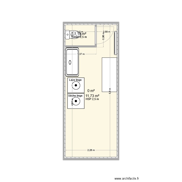 Conteneur. Plan de 3 pièces et 27 m2