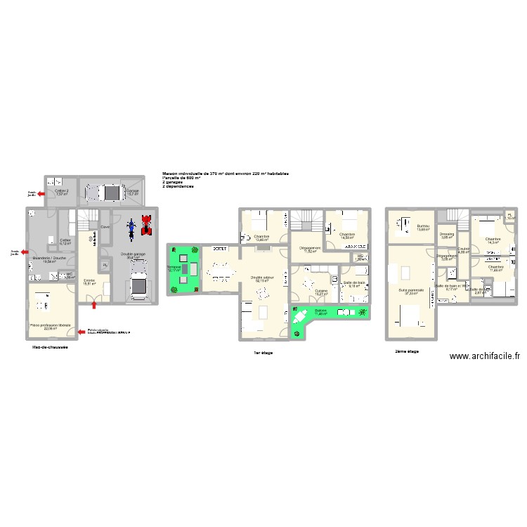 POUSSIER. Plan de 36 pièces et 387 m2