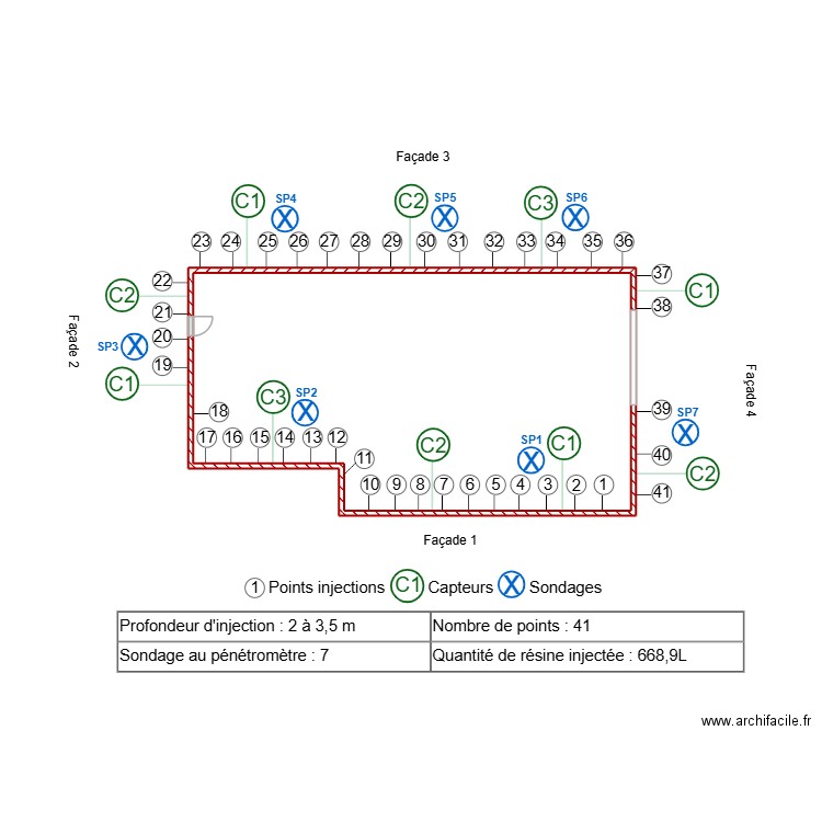 FLASSE. Plan de 1 pièce et 23 m2