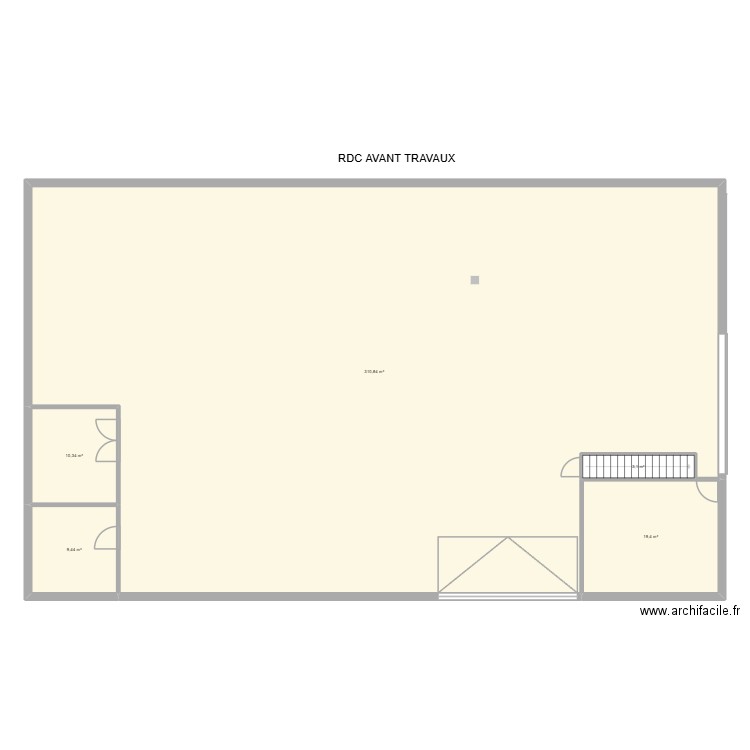 RDC AVANT TRAVAUX. Plan de 5 pièces et 353 m2