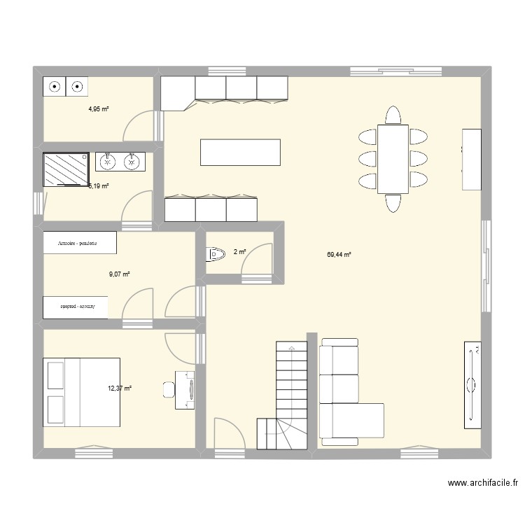 PLAN 1234. Plan de 6 pièces et 103 m2