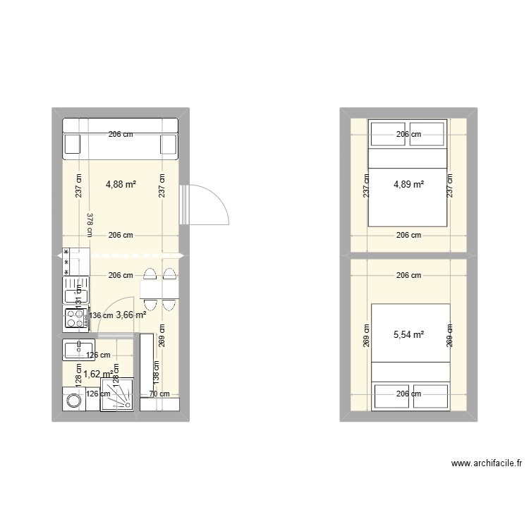 Tiny House 2.0. Plan de 5 pièces et 21 m2
