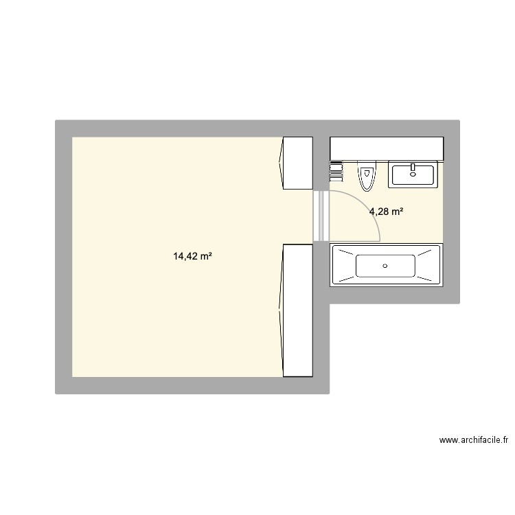 NIKON. Plan de 2 pièces et 19 m2
