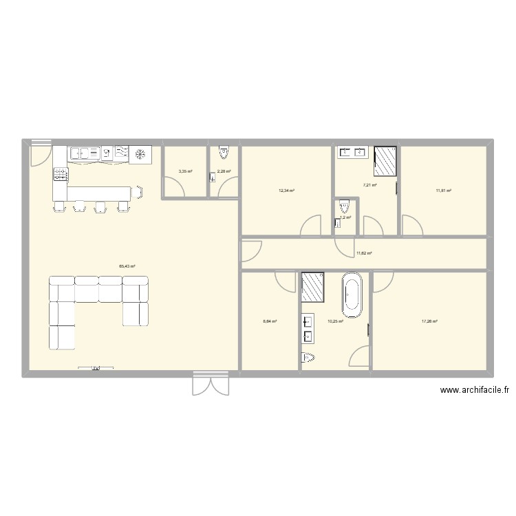 Ebauche. Plan de 11 pièces et 151 m2