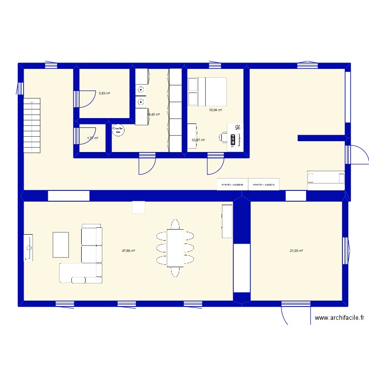 maison. Plan de 7 pièces et 151 m2