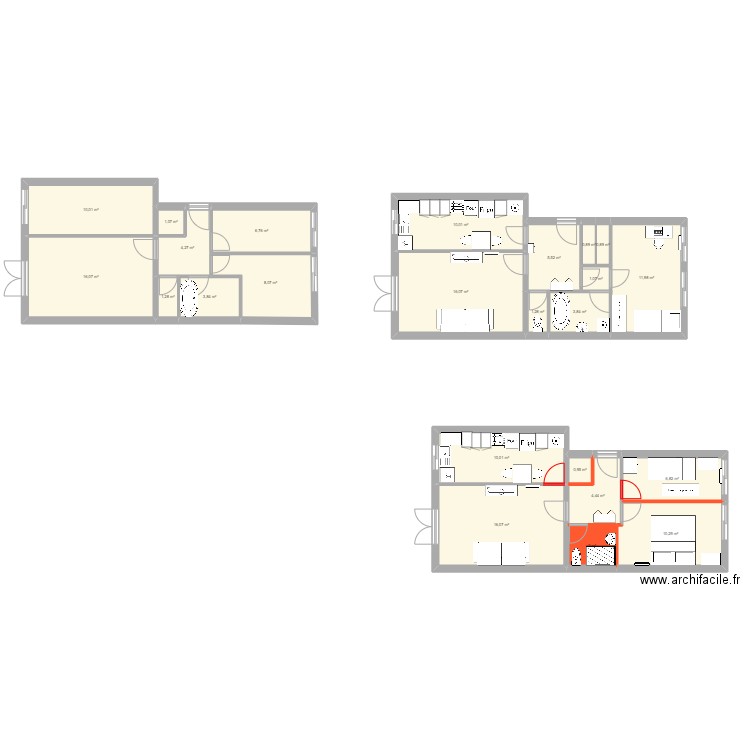 Plan structure. Plan de 24 pièces et 155 m2