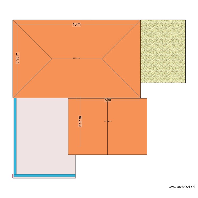 plan champaa haut. Plan de 2 pièces et 79 m2