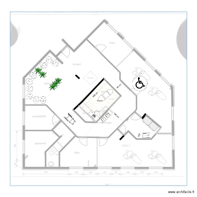 cabinet nov 23. Plan de 1 pièce et 8 m2