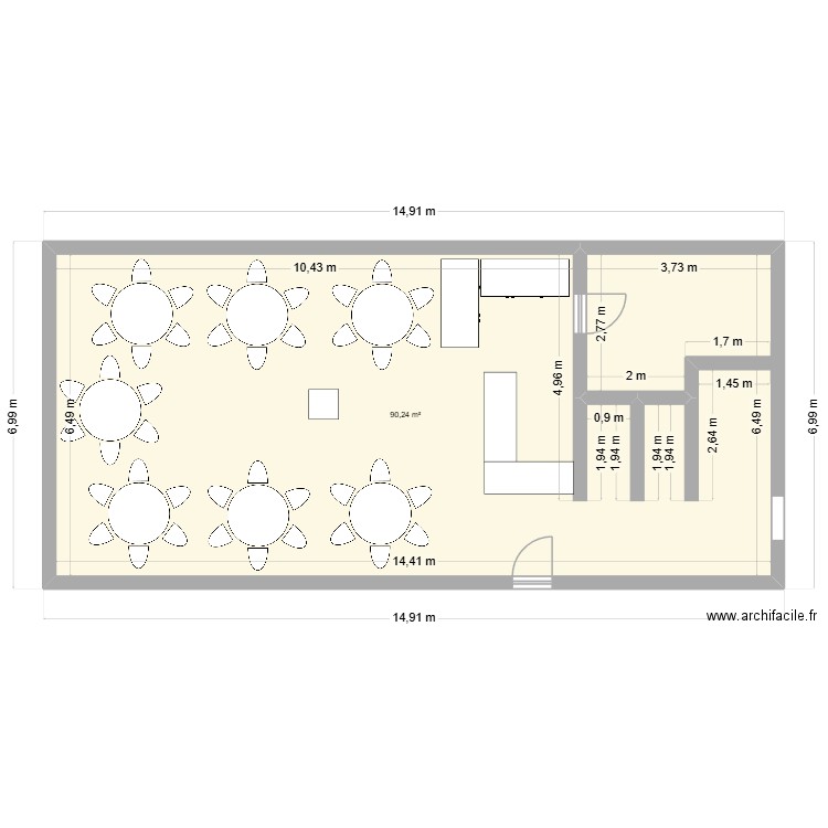 SALLE N°3. Plan de 1 pièce et 90 m2