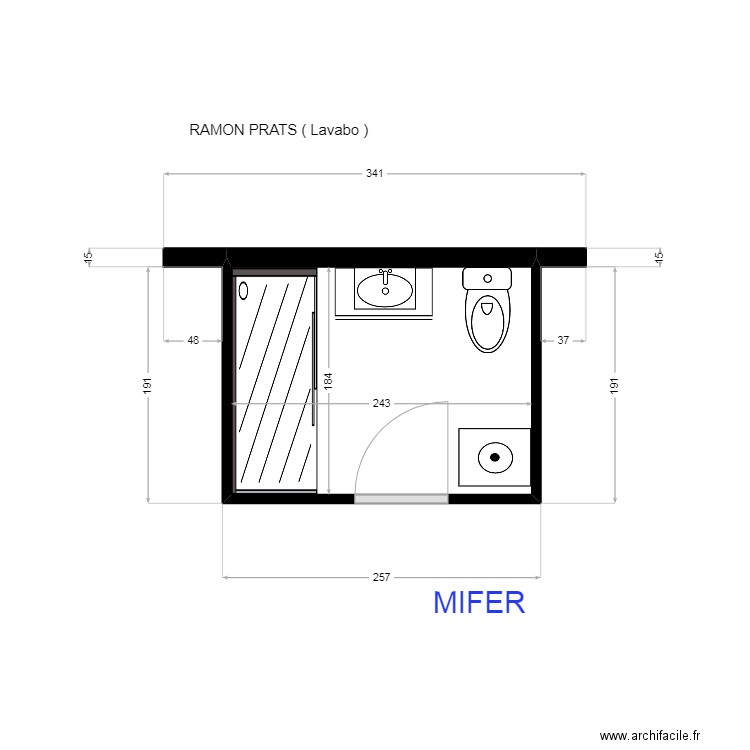 Ramon Prats ( lavabo ). Plan de 1 pièce et 4 m2
