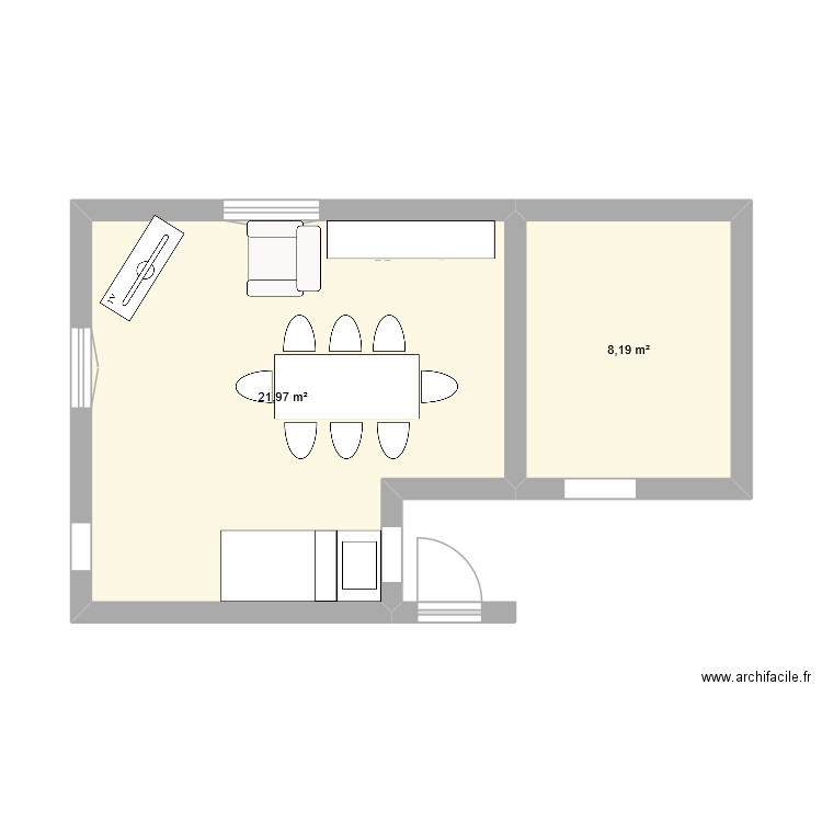 plan 1. Plan de 2 pièces et 30 m2