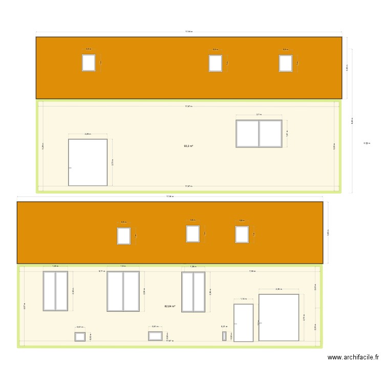 rémybulle. Plan de 2 pièces et 176 m2
